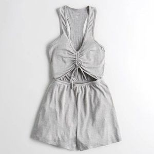 Hollister Gilly Hicks Cinch Front Cutout Sleep Romper, XXS, Gray